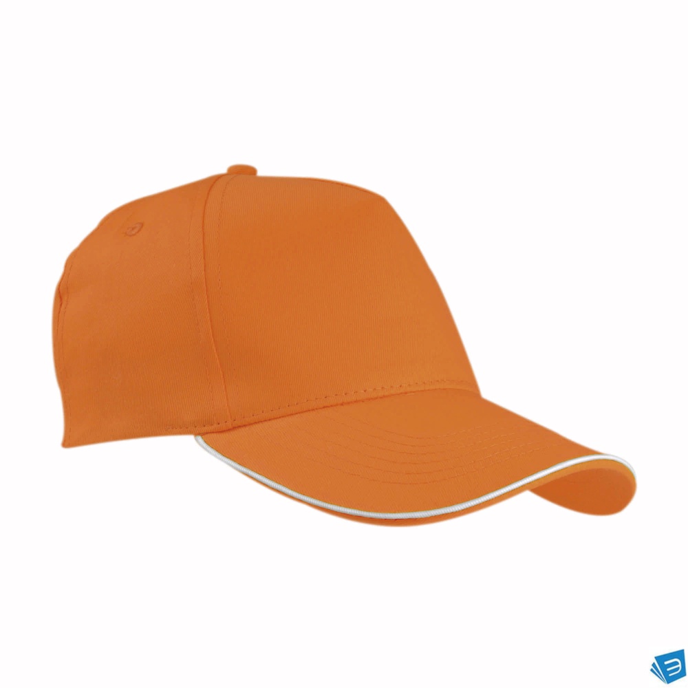 Cappellino in cotone, 5 pannelli con profilo in contrasto