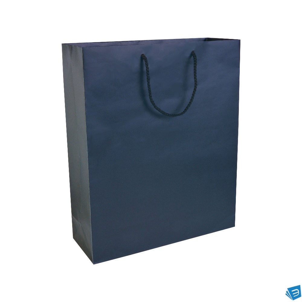 Shopper con soffietto in carta laminata opaca 157 g/m2 con rinforzo alla base