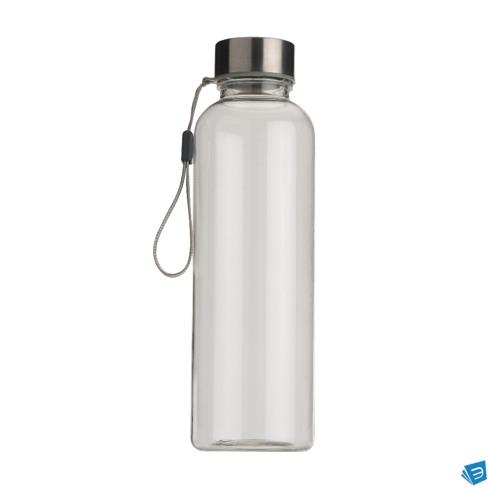 Borraccia in tritan trasparente con tappo in metallo (500ml). BPA free
