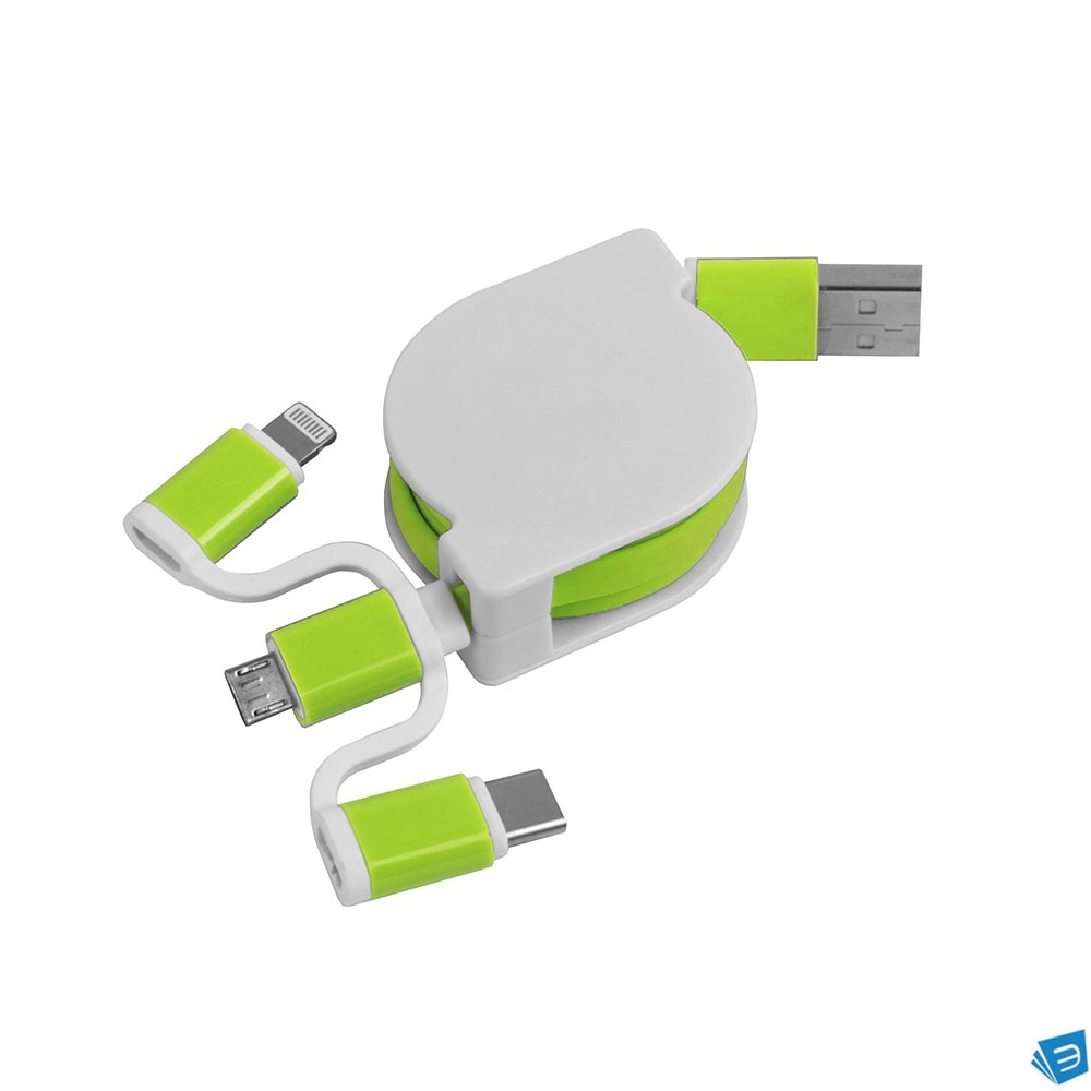 Cavo alimentazione USB-type C/lighting/microUSB retrattile