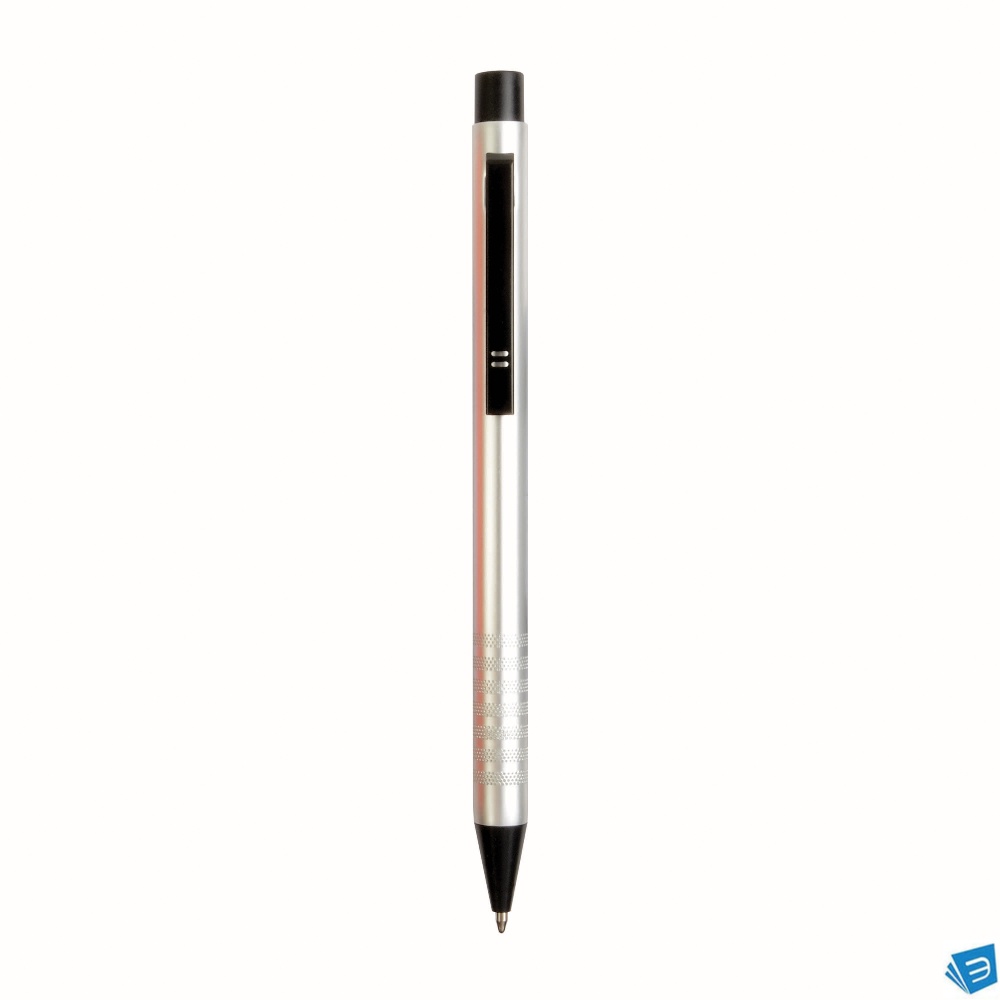 Penna in alluminio con clip nera in metallo