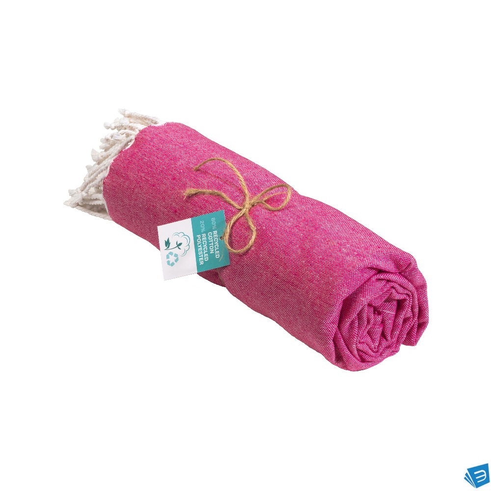 Telo mare/pareo  in cotone riciclato  da 180 gr/m2 con frange, misura 90x170 cm