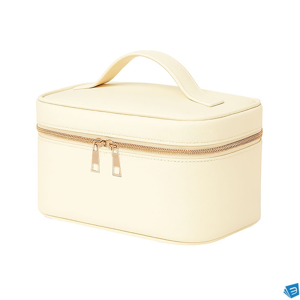 Beauty case grande in PU grana fine saffiano color pastello