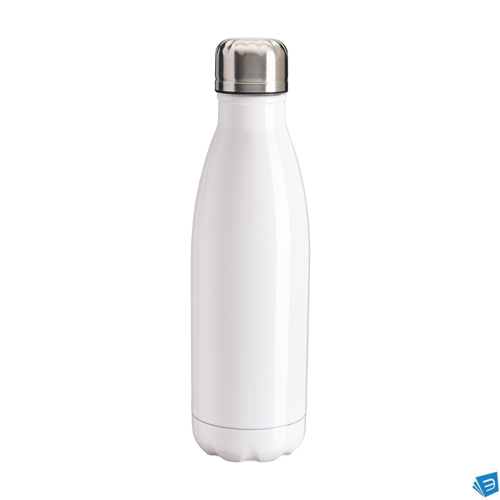 Bottiglia in acciaio inossidabile da 500 ml. Tappo in acciaio. Adatta per stampa in sublim